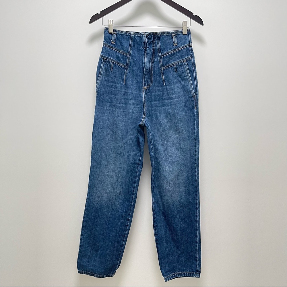 Pinko High Waisted Medium Blue Tapered Jean Size 26 - Picture 2 of 16